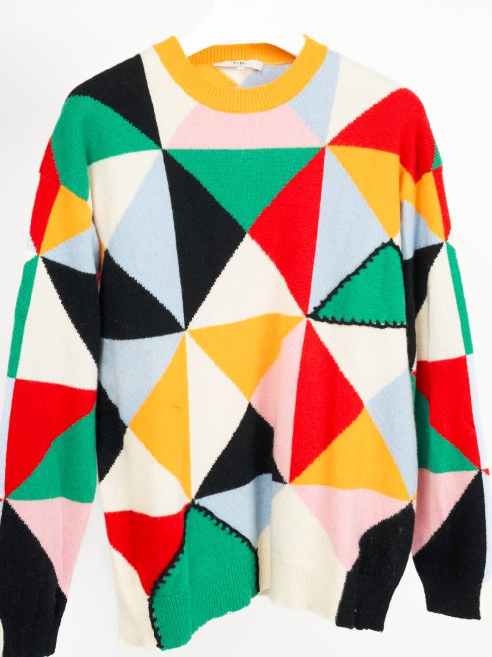 Tibi Pop-Multi Patchwork Intarsia Wool Sweater - Picture 4 of 10